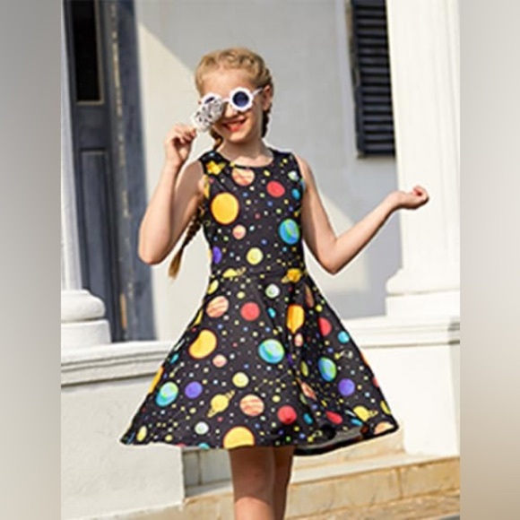 Vibrant Space and Mermaid Kids Dress Set - Picture 13 of 15